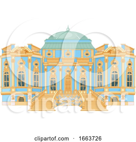 Blue and Gold Palace Exterior by Pushkin