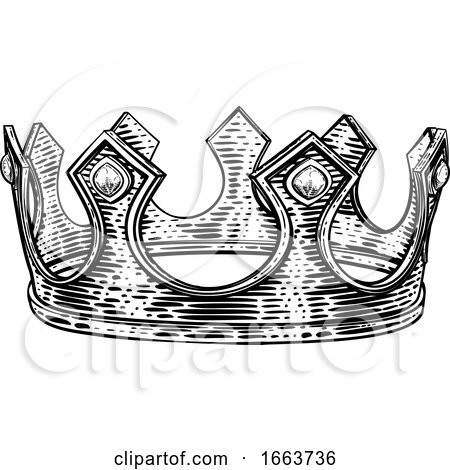 Royal King Crown Vintage Retro Style Illustration by AtStockIllustration