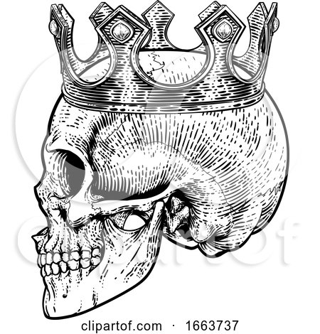 Skull Crown King Human Royal Skeleton by AtStockIllustration