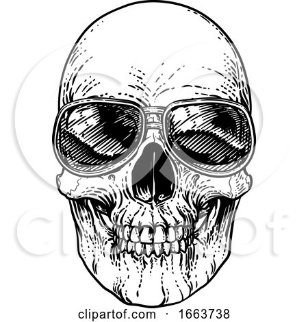 Skull Cool Sunglasses Skeleton in Shades by AtStockIllustration