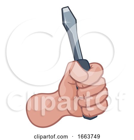 Electrician Handyman Hand Holding Screwdriver by AtStockIllustration