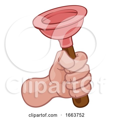 Plumber Hand Fist Holding Plumbing Toilet Plunger by AtStockIllustration