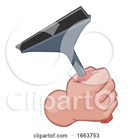 Window Cleaner Hand Fist Holding Squeegee Cartoon by AtStockIllustration