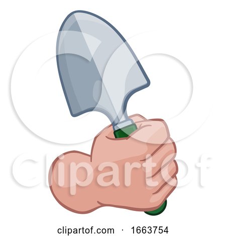 Gardener Farmer Hand Fist Holding Spade Cartoon by AtStockIllustration