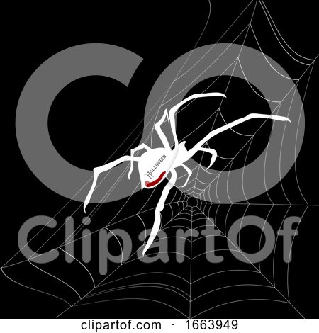 Halloween Spider White Silhouette on Web by elaineitalia
