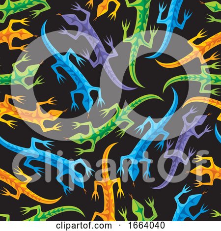 Seamless Colorful Tribal Lizard Pattern by Any Vector