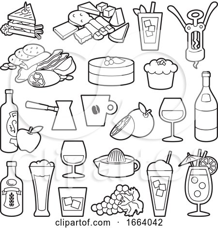 Black and White Food Icons by Any Vector