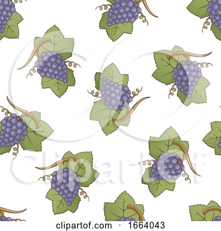 Seamless Purple Grapes Pattern by Any Vector
