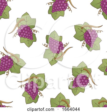 Seamless Red Grapes Pattern by Any Vector