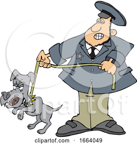 Cartoon Dog Catcher wIth a Pooch on a Leash by djart
