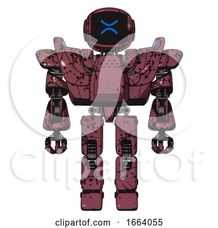 Android Containing Digital Display Head and Wince Symbol Expression and Heavy Upper Chest and Heavy Mech Chest and Battle Mech Chest and Prototype Exoplate Legs. Muavewood Halftone Grunge. Front View. by Leo Blanchette