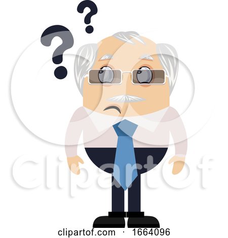 Old Business Man with Question Marks by Morphart Creations