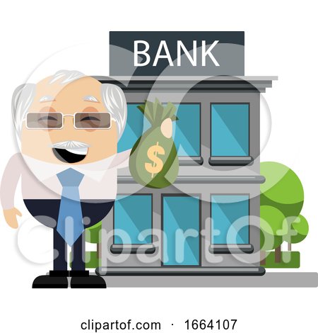 Old Business Man with Money at the Bank by Morphart Creations