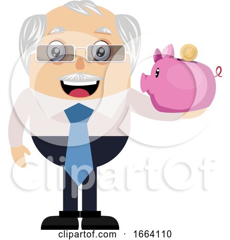 Old Business Man with Piggy Bank by Morphart Creations