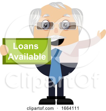 Old Business Man with Loans Available Sign by Morphart Creations