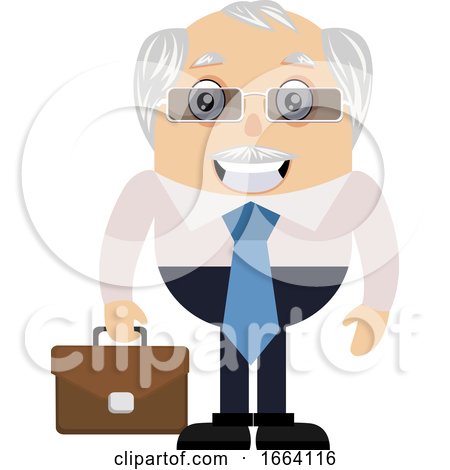 Old Business Man with Suitcase by Morphart Creations