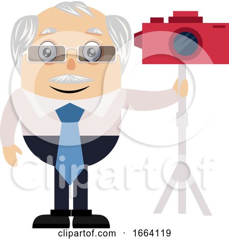 Old Business Man with Red Camera by Morphart Creations