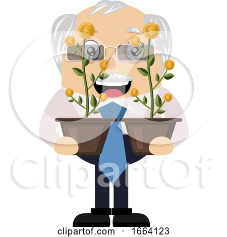 Old Business Man Holding Flowers by Morphart Creations