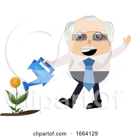 Old Business Man Watering Plant by Morphart Creations