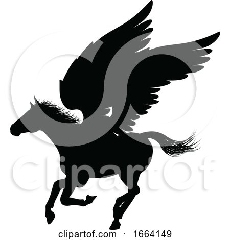 Pegasus Silhouette Mythological Winged Horse by AtStockIllustration