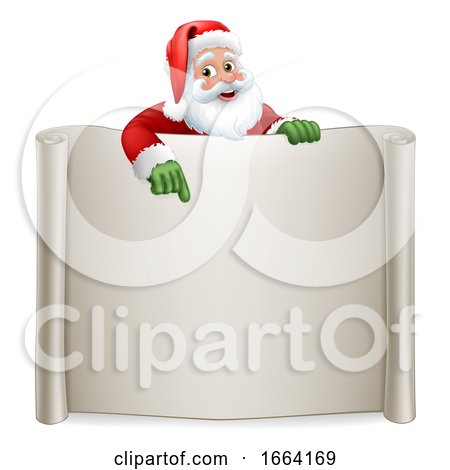 Santa Claus Scroll Sign Christmas Cartoon by AtStockIllustration
