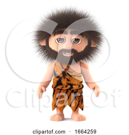 3d Funny Cartoon Caveman Character Has Crazy Hair by Steve Young #1664259