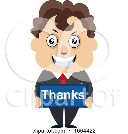 Young Business Man with Thanks Sign by Morphart Creations