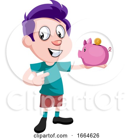 Boy with Piggy Bank by Morphart Creations