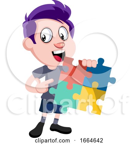 Boy Holding Puzzle by Morphart Creations