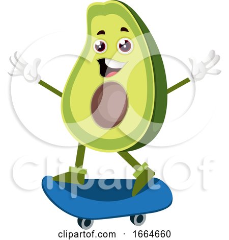 Avocado Riding Skateboard by Morphart Creations