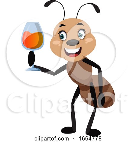 Ant Holding Glass of Wine by Morphart Creations