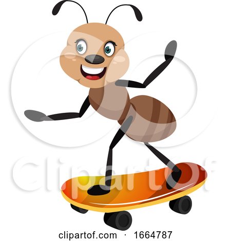 Ant Riding Skateboard by Morphart Creations