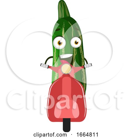 Cucumber on Red Scooter by Morphart Creations