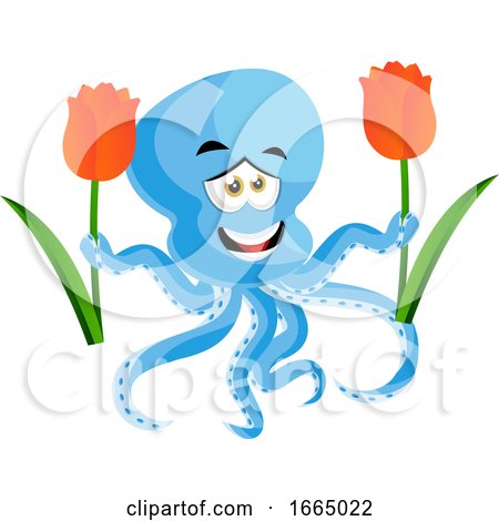 Octopus Holding Flowers by Morphart Creations