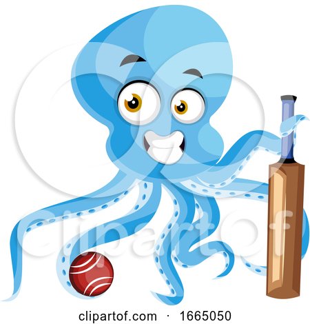 Octopus with Cricket Bat by Morphart Creations