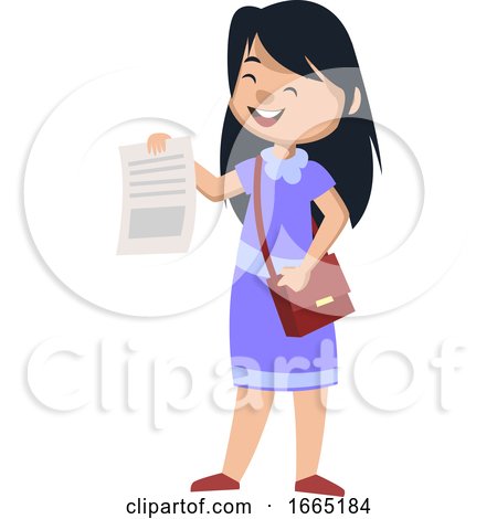 Girl Smiling and Holding Paper by Morphart Creations