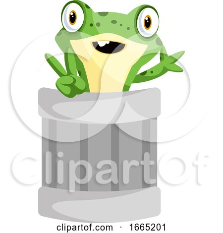 Cheerful Frog Mascot Waving from a Can by Morphart Creations