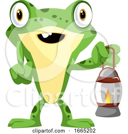 Cute Baby Frog Holding a Lamp by Morphart Creations