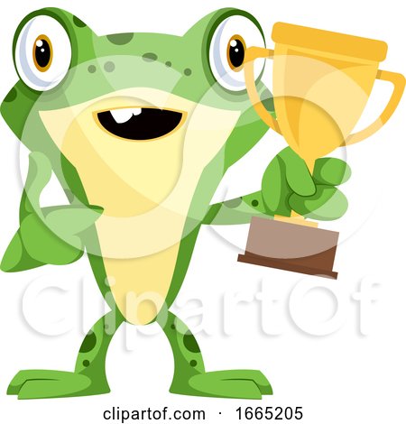 Happy Frog Mascot Won a Trophy by Morphart Creations