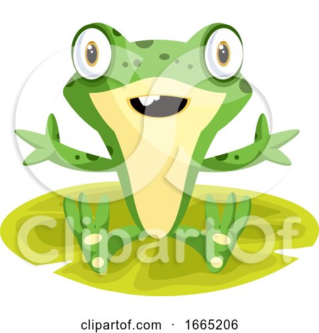 Cheerful Cartoon Frog Sitting on a Leaf by Morphart Creations