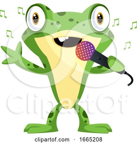 Happy Frog Mascot Singing on a Microphone by Morphart Creations