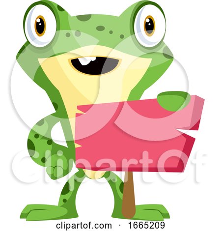 Cute Baby Frog Holding a Blank Sign by Morphart Creations