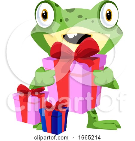 Cute Baby Frog Carrying Birthday Presents by Morphart Creations