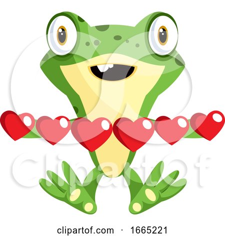 Frog in Love Holding Hearts by Morphart Creations