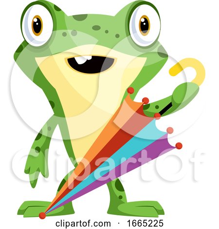 Cheerful, Green Frog with an Umbrella by Morphart Creations