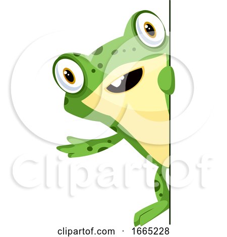 Cute Frog Waving and Smiling Behind the Wall by Morphart Creations