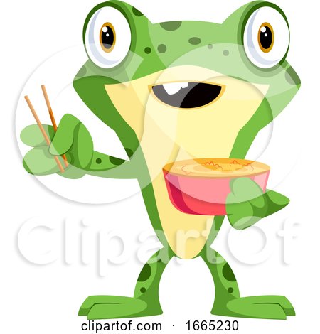 Baby Frog Eating Noodles with a Chopsticks by Morphart Creations
