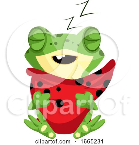 Sleeping Baby Frog Hugging the Pillow by Morphart Creations