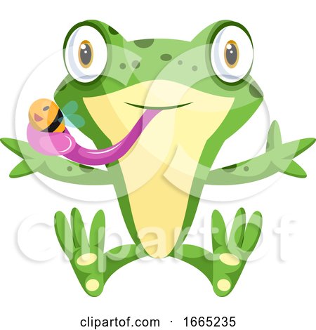 Cute Cartoon Frog Catching a Bee by Morphart Creations