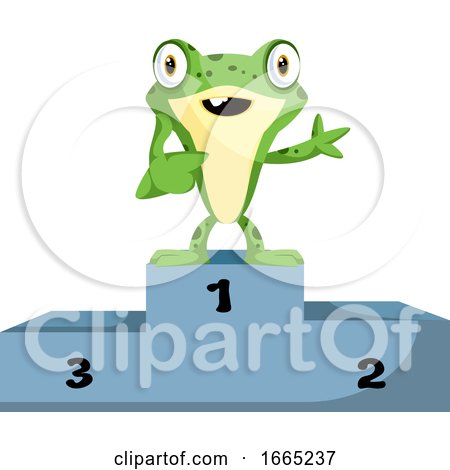 Cute Cartoon Frog on a Winner Stand by Morphart Creations